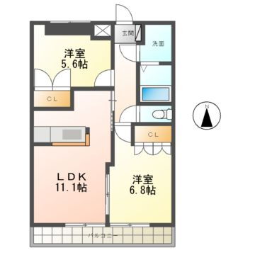 愛知県江南市小杁町長者毛東 江南駅 2LDK アパート 賃貸物件詳細