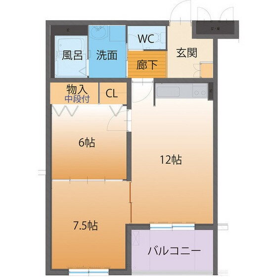 ハートフルマンション　Ｔｒｅｓ 3階 2LDK 賃貸物件詳細