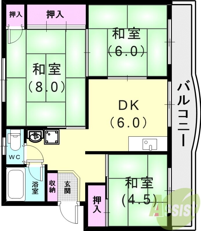 兵庫県神戸市須磨区北落合１ 名谷駅 3DK マンション 賃貸物件詳細