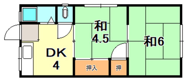 山田グリーンハイツ 2階 2DK 賃貸物件詳細