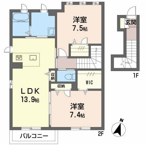 愛媛県松山市古川北１ いよ立花駅 2LDK アパート 賃貸物件詳細