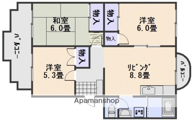 広島県広島市佐伯区三筋１ 楽々園駅 3DK マンション 賃貸物件詳細