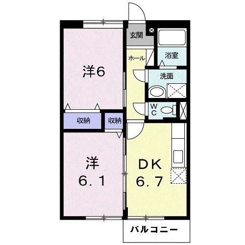 シャンアビテＡ 2階 2DK 賃貸物件詳細
