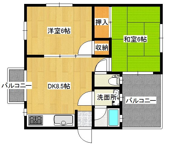 白島ビル 1階 2LDK 賃貸物件詳細