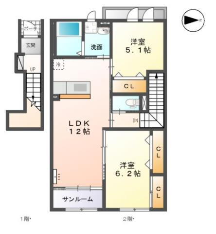 富山県富山市高木西 呉羽駅 2LDK アパート 賃貸物件詳細