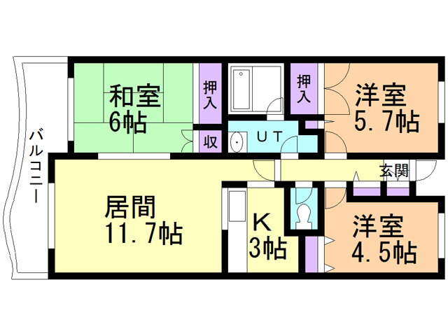 北海道函館市田家町 五稜郭公園前駅 3LDK マンション 賃貸物件詳細