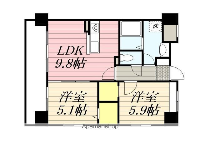 福岡県福岡市東区原田４ 柚須駅 2LDK マンション 賃貸物件詳細