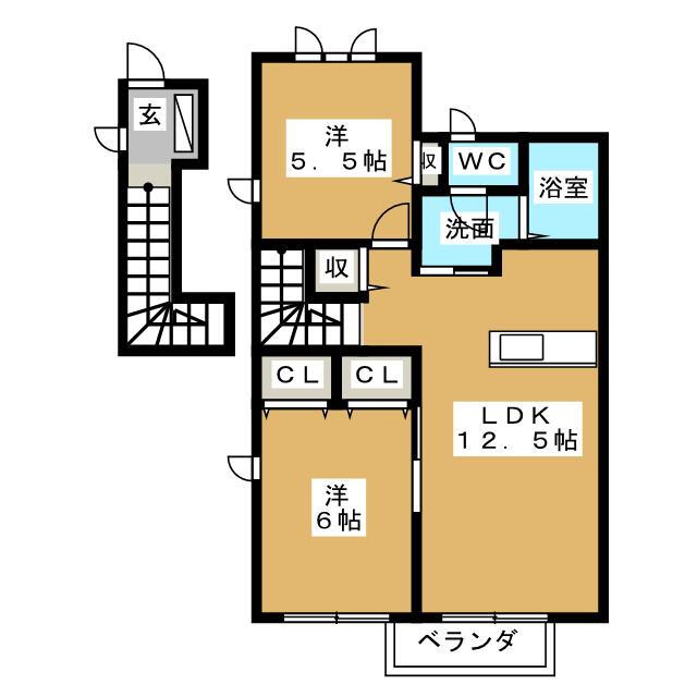 ラブランシェＢ 2階 2LDK 賃貸物件詳細