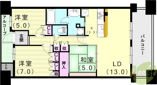 兵庫県神戸市中央区海岸通 三ノ宮駅 3LDK マンション 賃貸物件詳細