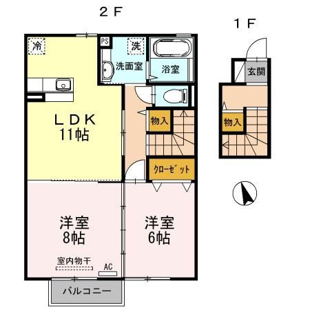 富山県高岡市石瀬 旭ヶ丘駅 2LDK アパート 賃貸物件詳細