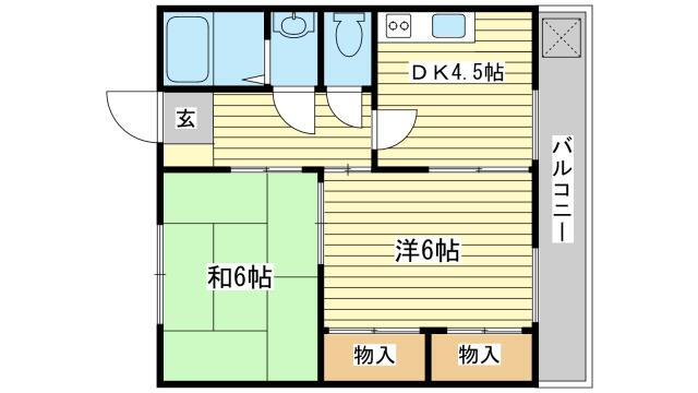 龍野ハイツ 4階 2DK 賃貸物件詳細