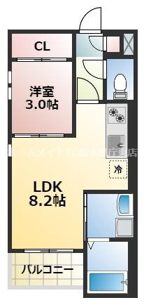 熊本県熊本市中央区黒髪１ 黒髪町駅 1LDK アパート 賃貸物件詳細