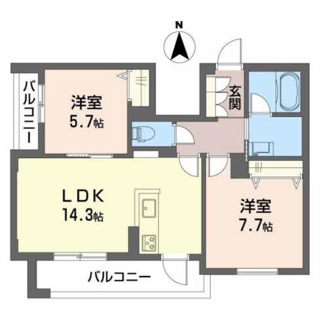 シャーメゾン　タニガワ 2階 2LDK 賃貸物件詳細