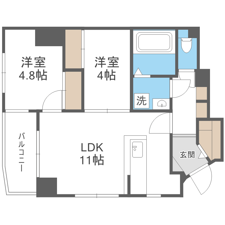 福岡県福岡市中央区赤坂２ 赤坂駅 2LDK マンション 賃貸物件詳細