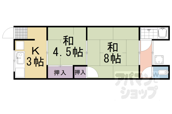 京都府京都市西京区下津林前泓町 桂駅 2K アパート 賃貸物件詳細