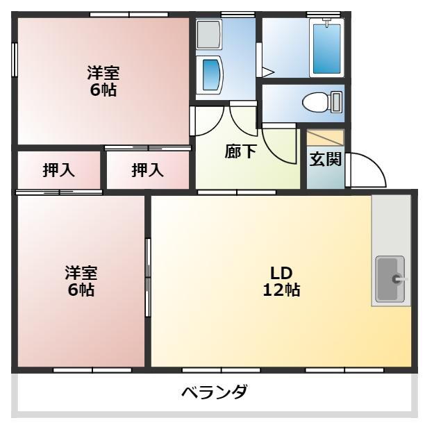 グレイス上野Ｂ 2階 2LDK 賃貸物件詳細