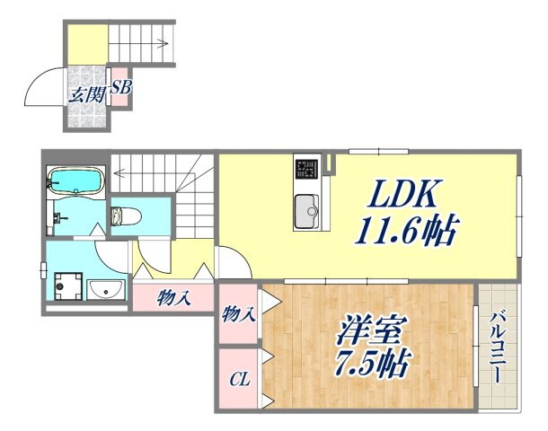 兵庫県伊丹市荒牧５ 中山寺駅 1LDK アパート 賃貸物件詳細