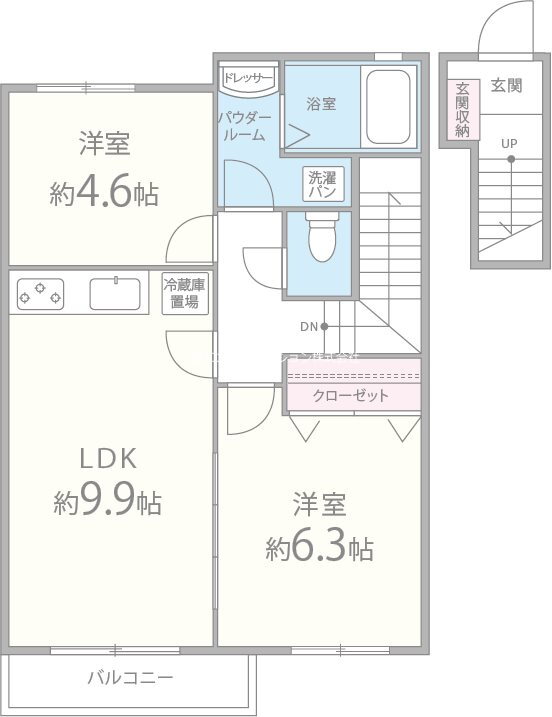 大阪府東大阪市日下町３ 新石切駅 2LDK アパート 賃貸物件詳細