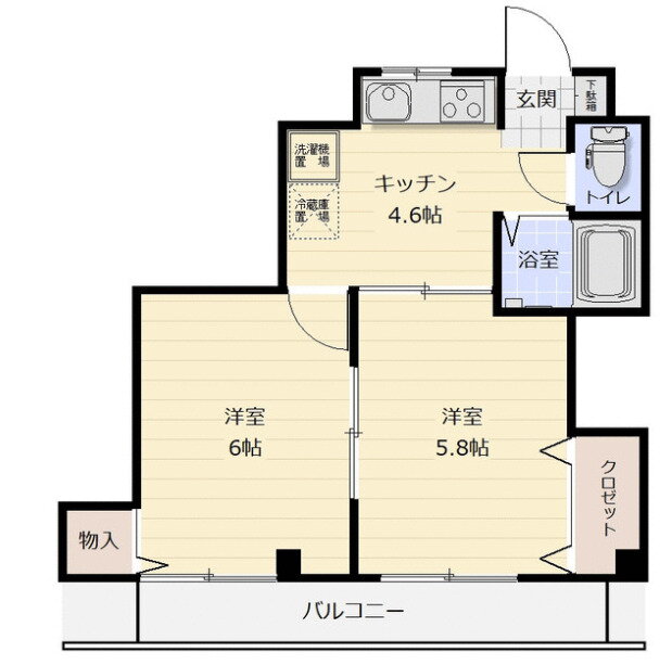 神奈川県川崎市幸区下平間 鹿島田駅 2K マンション 賃貸物件詳細