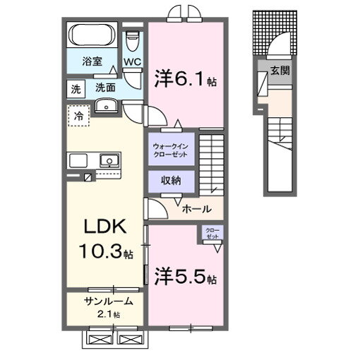 富山県富山市長江４ 栄町駅 2LDK アパート 賃貸物件詳細