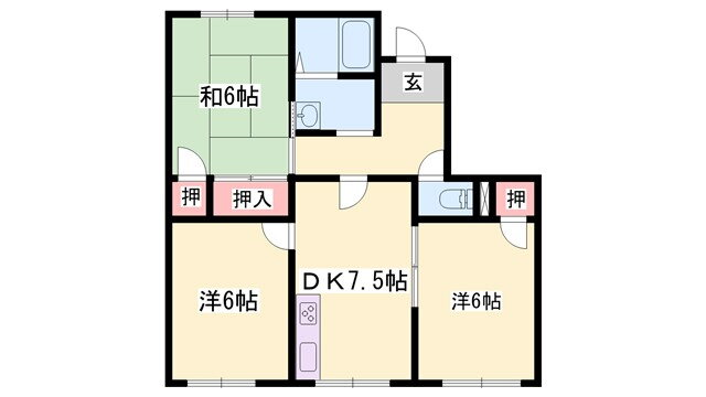 兵庫県姫路市北八代１ 野里駅 3DK アパート 賃貸物件詳細
