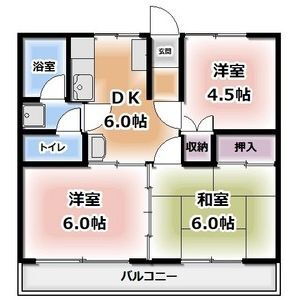 栃木県宇都宮市雀の宮１ 雀宮駅 3DK マンション 賃貸物件詳細