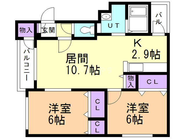 アヴァンセ月寒東 3階 2LDK 賃貸物件詳細