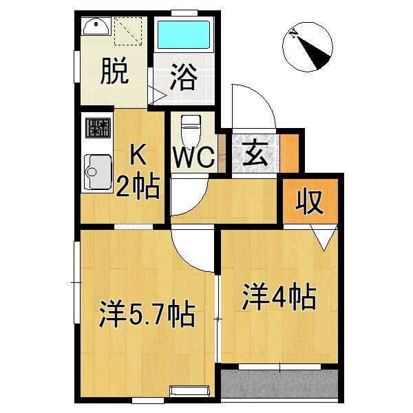 青森県弘前市大字大町３ 弘前駅 2K アパート 賃貸物件詳細