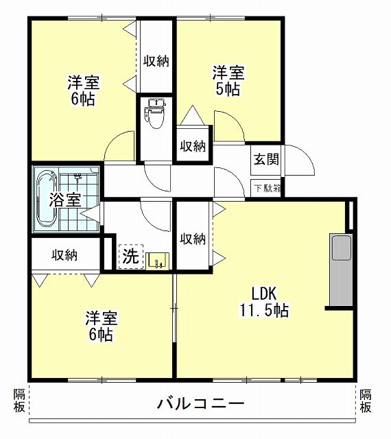 グランコートカミスＡ 3階 3LDK 賃貸物件詳細