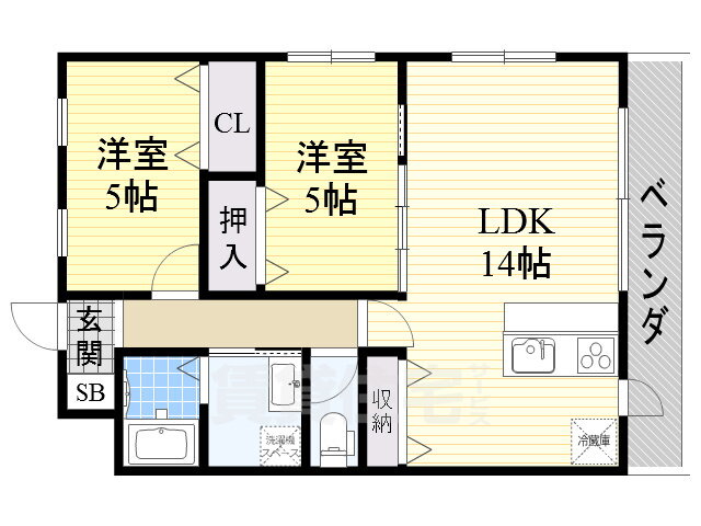 大阪府東大阪市日下町５ 新石切駅 2LDK アパート 賃貸物件詳細