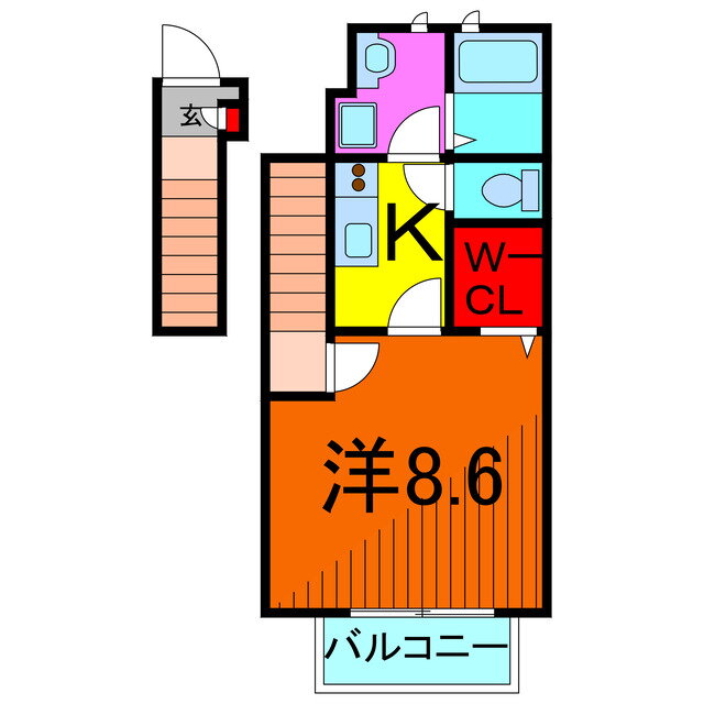 アスピリア　フルール 2階 1K 賃貸物件詳細