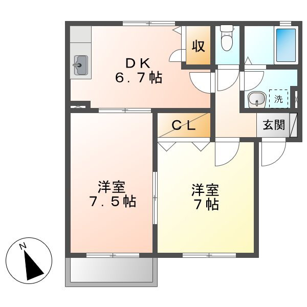 岡山県倉敷市神田２ 常盤駅 2DK アパート 賃貸物件詳細