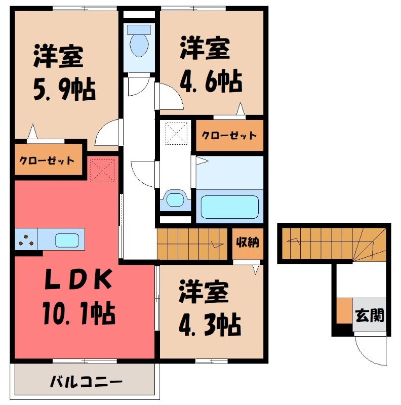 群馬県前橋市上泉町 赤坂駅 3LDK アパート 賃貸物件詳細