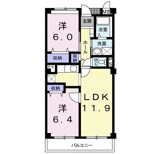 プラシード上野田 2階 2LDK 賃貸物件詳細
