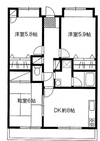 神奈川県川崎市麻生区千代ケ丘３ 新百合ヶ丘駅 3DK マンション 賃貸物件詳細