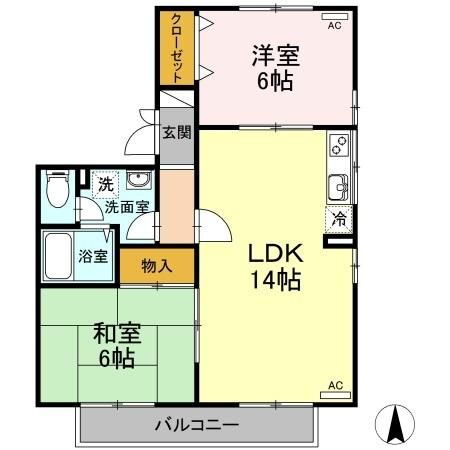 愛媛県松山市市坪南２ 市坪駅 2LDK アパート 賃貸物件詳細