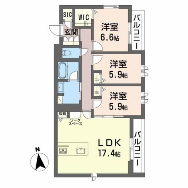 Ｆａｉｒｖｉｅｗ学園通り 2階 3LDK 賃貸物件詳細