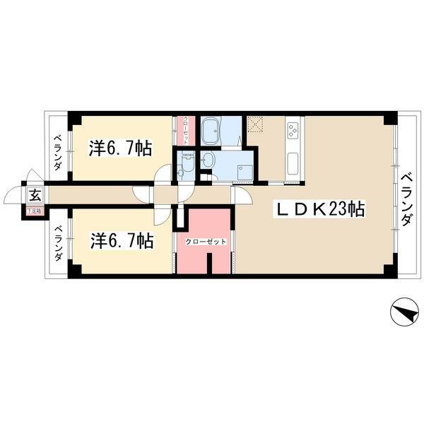 ビラ三秀山中 5階 2SLDK 賃貸物件詳細