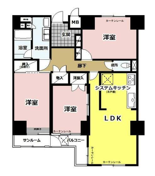 神奈川県小田原市酒匂３ 鴨宮駅 3LDK マンション 賃貸物件詳細