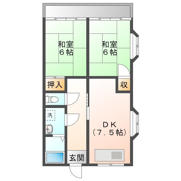 福岡県京都郡苅田町大字新津 小波瀬西工大前駅 2DK マンション 賃貸物件詳細