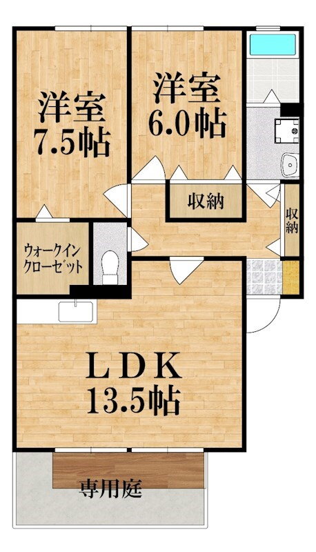 セピアコートＡ 1階 2LDK 賃貸物件詳細