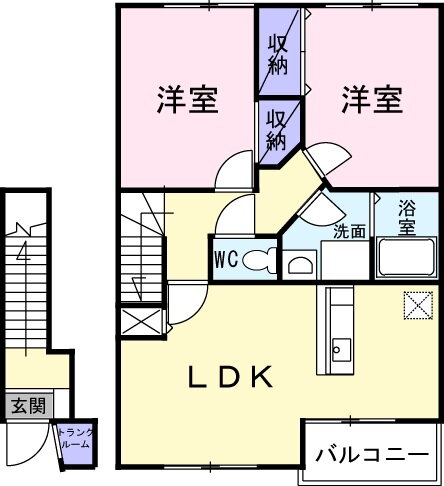 メゾンパストラル　Ａ 2階 2LDK 賃貸物件詳細