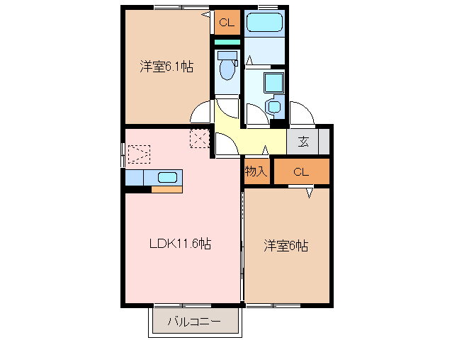 三重県松阪市郷津町 松阪駅 2LDK アパート 賃貸物件詳細