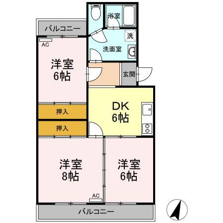 ベルシェ川村 5階 3DK 賃貸物件詳細