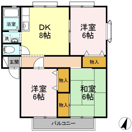 岡山県倉敷市船穂町船穂 西阿知駅 3DK アパート 賃貸物件詳細