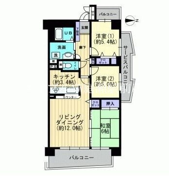 岡山県岡山市北区野田３ 北長瀬駅 3LDK マンション 賃貸物件詳細