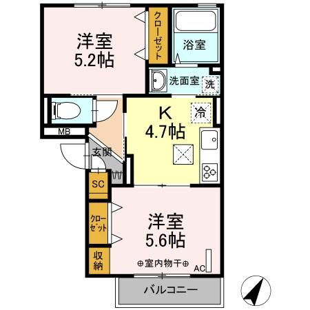 アンバサル 1階 2K 賃貸物件詳細