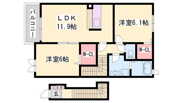 兵庫県加古郡播磨町東野添２ 西二見駅 2LDK アパート 賃貸物件詳細