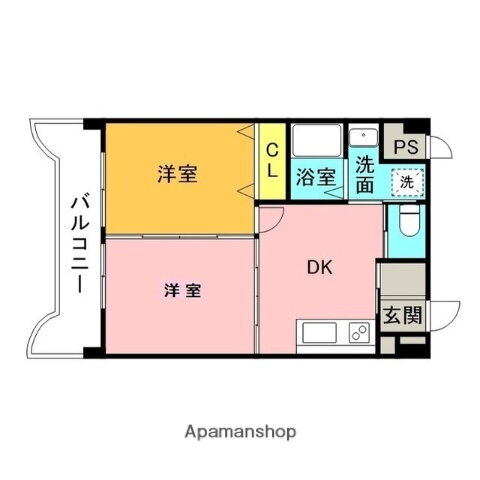 フローラｔｗｏ 5階 2DK 賃貸物件詳細