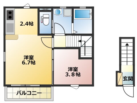 八軒ヴィラ 2階 1LDK 賃貸物件詳細